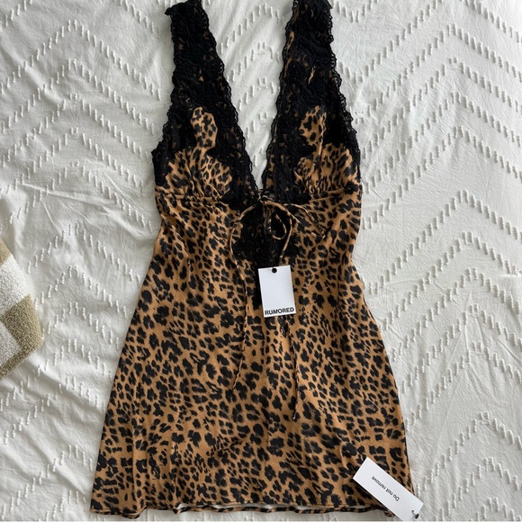 NWT Rumored Leopard Print Maxi Dress with Black Lace - Picture 4 of 7
